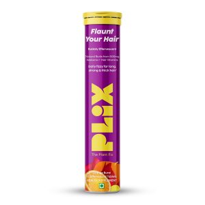 PLIX - THE PLANT FIX Heavenly Hair With Natural Biotin|15 Effervescent Tablets, Orange Flavour, Pack of 1