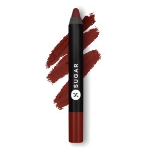 SUGAR Cosmetics Matte as Hell Crayon Lipsticks for Women | Lasts Up To 8+ Hours | Lip Crayon with Sharpener | 2.8gm - 36 Veronica Mars