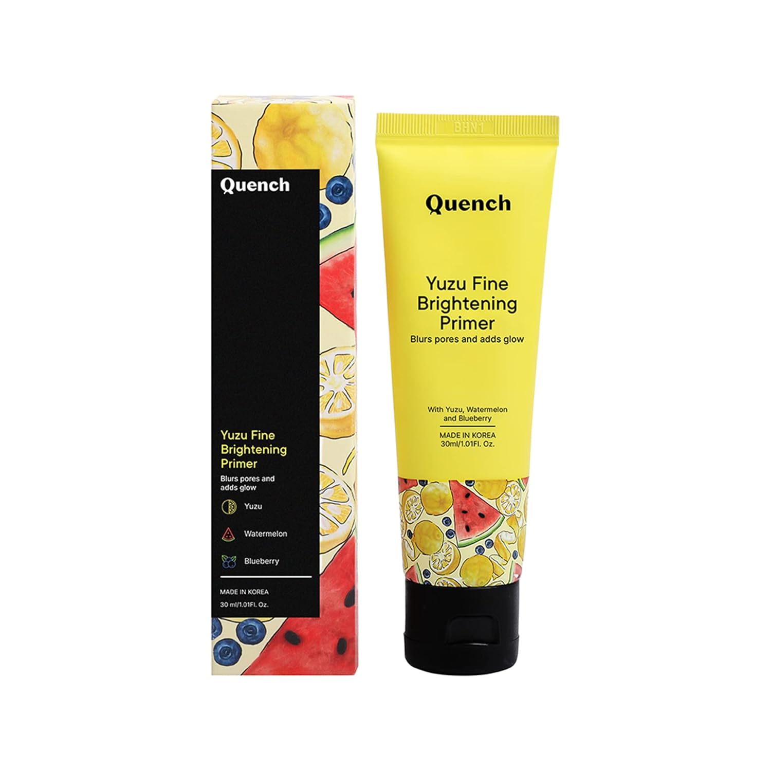 Quench Vitamin C Brightening Primer with Ultra Fine Shimmer Pigment | Gives Brighter, Dewy Complexion | Lightweight & Non-Sticky | Made in Korea (30ml)