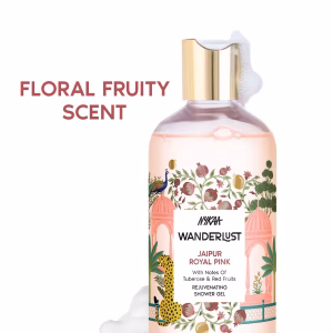 Nykaa Wanderlust Jaipur Royal Pink Fruity Floral Perfume Body Wash with Pomegranate & Musk for Hydrated Skin 300ml