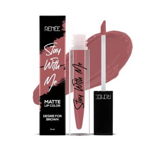 RENEE Stay With Me Matte Liquid Lipstick - Desire for Brown, 5ml| Long Lasting, Light Weight & Non Transfer Formula| Water & Smudge Proof