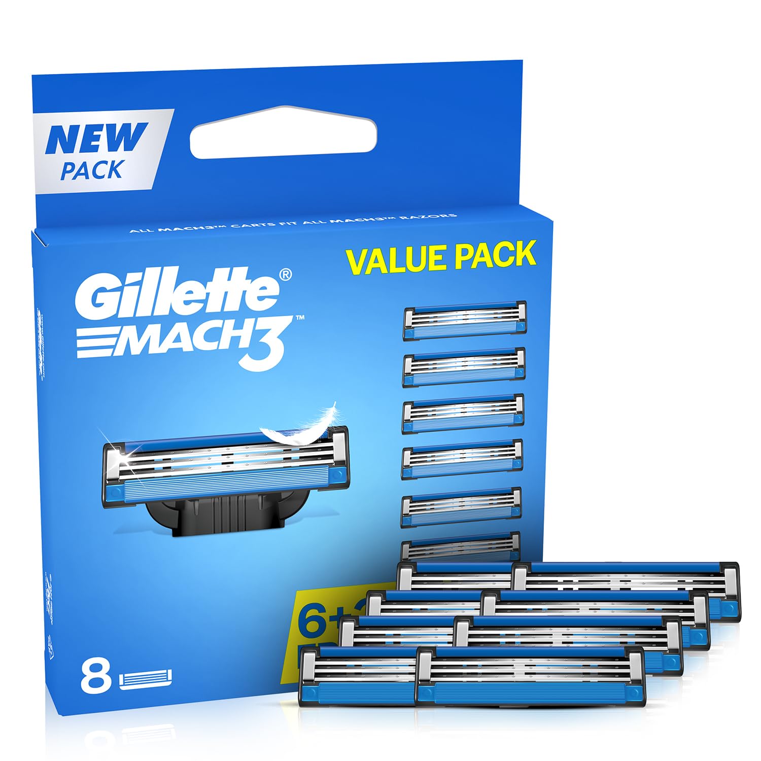 Gillette Mach 3 Manual Shaving Razor Blades - 8s Pack (Cartridge)