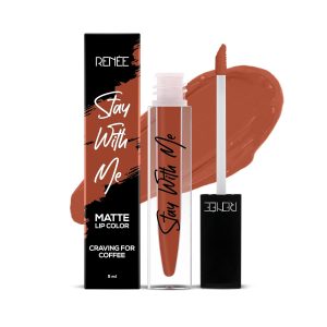 RENEE Stay With Me Matte Liquid Lipstick, Long Lasting, Non Transfer, Water & Smudge Proof, Light Weight Liquid Lipstick, Craving for Coffee, 5ml