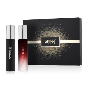 Skinn By Titan | Gift Pack of Steele & Nude (20 ml x 2) EDP | Perfume For Man & Woman|Best Gift Set For Couple |Gift for him & her | Unisex|Long Lasting Fragrance| Eau De Parfum