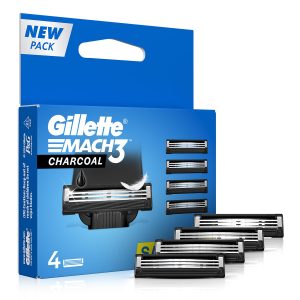 Gillette Mach3 Charcoal Men Shaving Razor Blades - 4S Pack Count (Cartridge)
