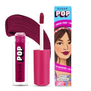 Sugar Pop Matte Lipcolour - 04 Raspberry (Reddish Pink) 1.6 Ml - Lasts Up To 8 Hours, Reddish Pink For Women | Non-Drying, Smudge Proof, Long Lasting
