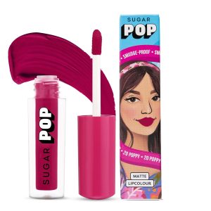 SUGAR POP Matte Lipcolour | Vitamin E | Super-Pigmented | Smudge-proof | 1.6 ml - 20 Poppy