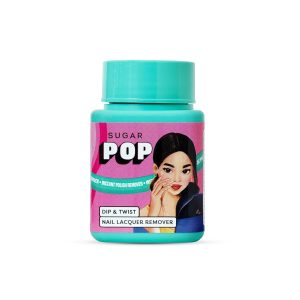 SUGAR POP Dip & Twist Nail Lacquer Remover with Vitamin E, Almond Oil & Jojoba Oil | Easy to use | Super-soft sponge | Acetone-free | Prevents cracking, peeling and breakage - 60 ml