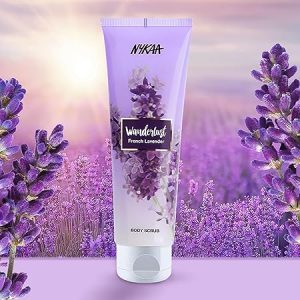 Nykaa Wanderlust French lavender exfoliating body scrub.