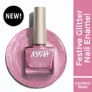 NYKAA Glitter Nail Enamel - Confetti Blast 465 Rose Pink
