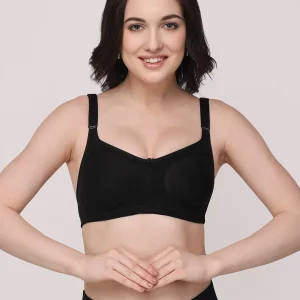 Floret Women's Minimizer Bra | Full Coverage | Non-Padded | Non-Wired | Style T3033 Black