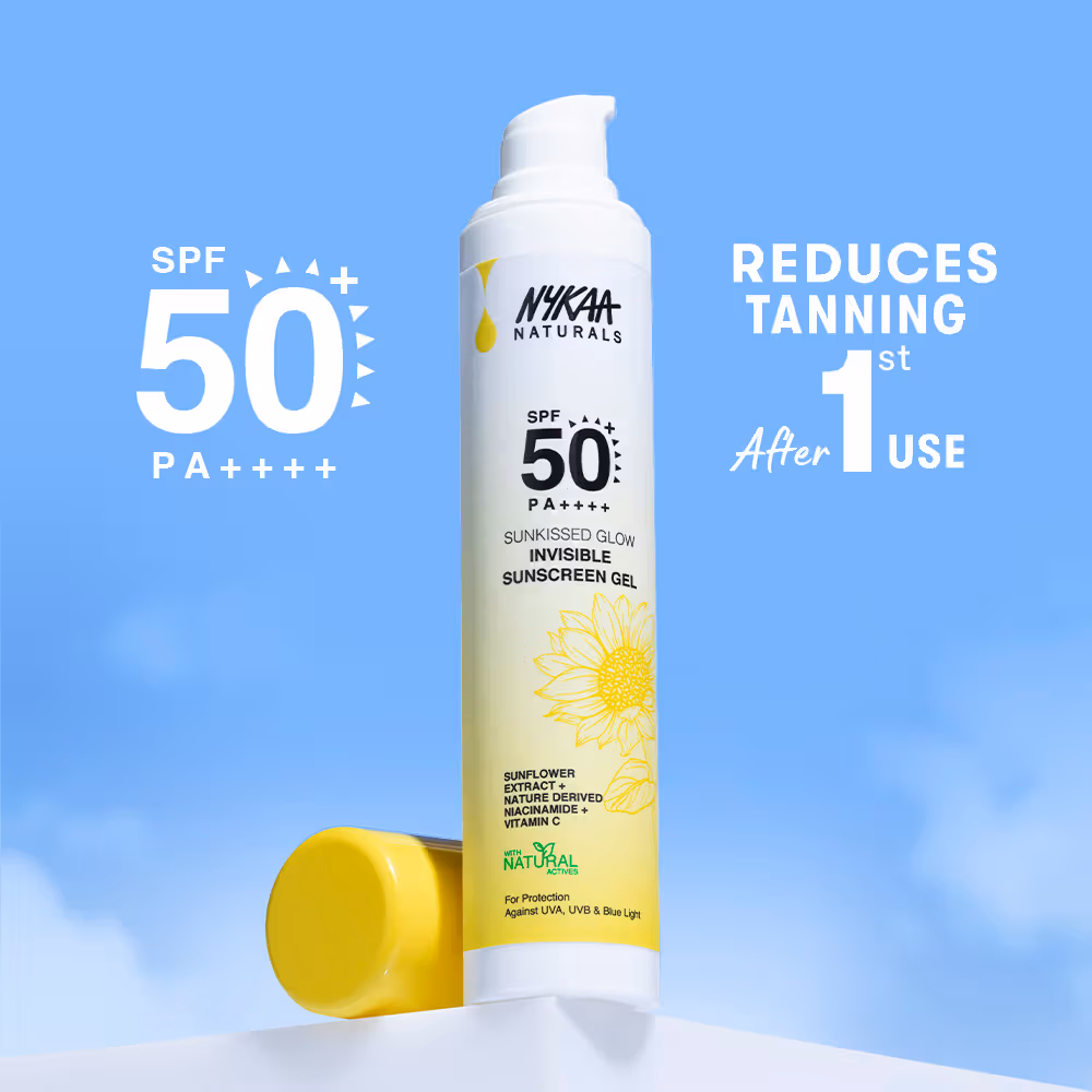 Nykaa Naturals SUNKISSED GLOW Invisible Sunscreen Gel SPF 50 PA++++ with Niacinamide and Vitamin C (50g)