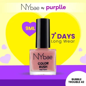 NY Bae Color Rush Nail Paint - Bubble Trouble 42 (9 ml) | Chip Resistant | Long Lasting | Quick Dry | Gel Nail Polish