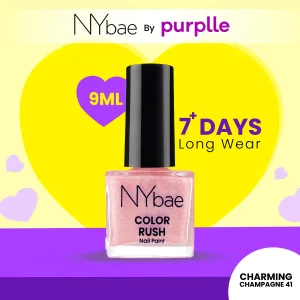 NY Bae Color Rush Nail Paint- Charming Champagne 41 (5 ml) | Chip Resistant | Long Lasting | Quick Dry | Gel Nail Polish (Copy)