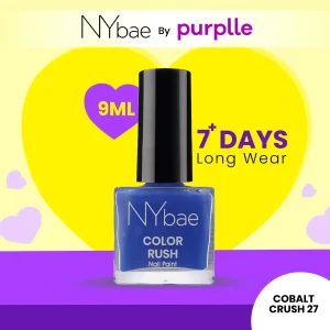 NY Bae Color Rush Nail Paint - Cobalt Crush 27 (5 ml) | Chip Resistant | Long Lasting | Quick Dry | Gel Nail Polish (Copy)