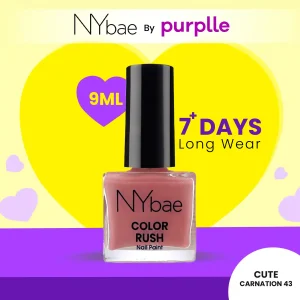 NY Bae Color Rush Nail Paint - Cute Carnation 43 (5 ml) | Chip Resistant | Long Lasting | Quick Dry | Gel Nail Polish (Copy)