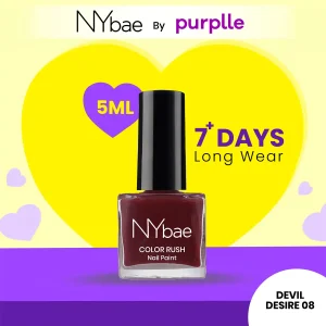 NY Bae Color Rush Nail Paint - Devil Desire 08 (5 ml) | Chip Resistant | Long Lasting | Quick Dry | Gel Nail Polish