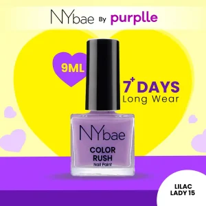 NY Bae Color Rush Nail Paint -Lilac Lady 15 (9 ml) | Chip Resistant | Long Lasting | Quick Dry | Gel Nail Polish (Copy)