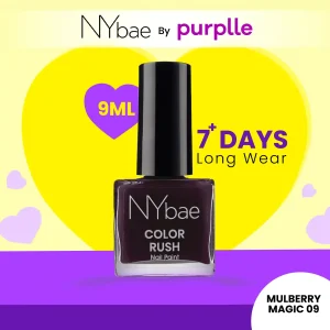 NY Bae Color Rush Nail Paint - Mulberry Magic 09 (9 ml) | Chip Resistant | Long Lasting | Quick Dry | Gel Nail Polish