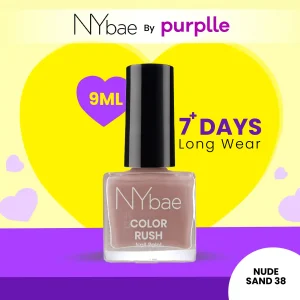 NY Bae Color Rush Nail Paint - Nude Sand 38 (5 ml) | Chip Resistant | Long Lasting | Quick Dry | Gel Nail Polish