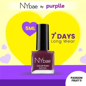 NY Bae Color Rush Nail Paint - Passion Fruit 11 (5 ml) | Chip Resistant | Long Lasting | Quick Dry | Gel Nail Polish