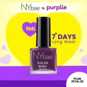 NY Bae Color Rush Nail Paint - Plum Petal 20 (5ml) | Chip Resistant | Long Lasting | Quick Dry | Gel Nail Polish (Copy)