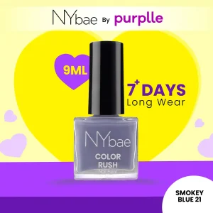 NY Bae Color Rush Nail Paint - Smokey Blue 21 (5 ml) | Chip Resistant | Long Lasting | Quick Dry | Gel Nail Polish (Copy)