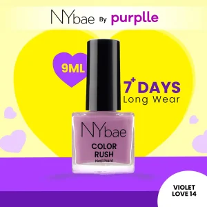 NY Bae Color Rush Nail Paint - Violet Love 14 (9 ml) | Chip Resistant | Long Lasting | Quick Dry | Gel Nail Polish