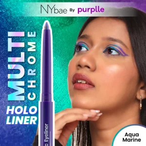 NY Bae Holographic Eyeliner - Aquamarine 01 | Kajal | Waterproof Eyeliner | Long Lasting | Eyeshadow | Pen Eyeliner | Purple Blue Eyeliner | Eye Makeup (0.25 gm)