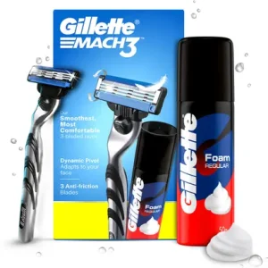 Gillette Mach 3 Savings Pack: Buy Shaving Razor, Get Classic Pre Shave Foam 50g, Men