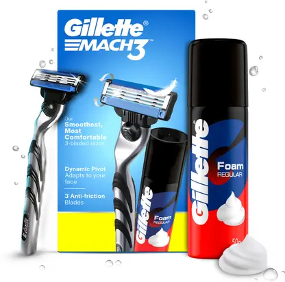 Gillette Mach 3 Savings Pack: Buy Shaving Razor, Get Classic Pre Shave Foam 50g, Men