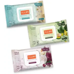 Tulips Refreshing Wet Wipes with 3 Summer Fragrance- 30 Wipes Each, LID Pack  (3 Tissues)