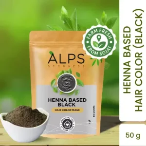 Alps Goodness Henna Based Hair Color Powder - Black (50 gm) | Ammonia Free | Peroxides Free | Enriched with herbs| Black Henna Powder | Kali Mehendi| Sojat Mehendi| Henna Powder for Hair | Alps Goodness Henna