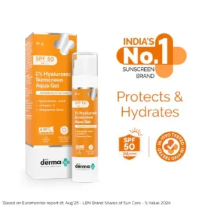 The Derma Co 1% Hyaluronic Sunscreen Aqua Gel In Vivo Tested  ith SPF 50 & PA++++ - 50g