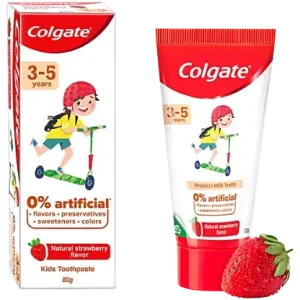 Colgate Kids Toothpaste - 3-5 years, Natural Strawberry Flavour, 0% Artificial, 80 g Tube