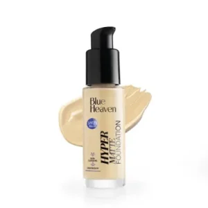 Blue Heaven Hyper Matte Foundation for Face Makeup with SPF 25 PA++, Matte Finish, Light Weight Formula, Medium Coverage for All types of Skin, Cream 104-Natural, 30ml