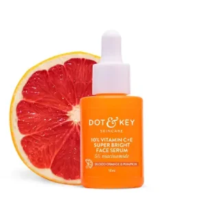 DOT & KEY 10% Vitamin C + E Serum with 5% Niacinamide,for Glowing Skin,Fades Dark Spots & Hyperpigmentation,Infused with Blood Orange & Pumpkin 10ml