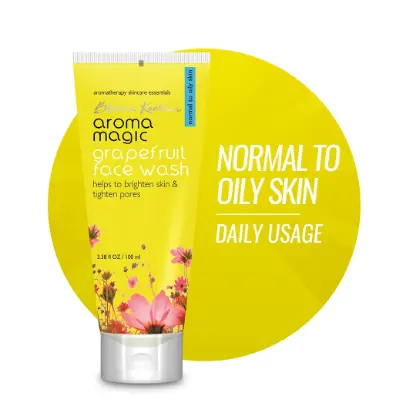 Aroma Magic Grapefruit Face Wash for Oily Skin – Brightening, Pore Tightening & Oil Control with Vitamin C & Beta Carotene, 100ml