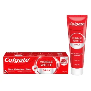 Colgate Visible White Toothpaste, Teeth Whitening Starts in 1 week, Safe on Enamel, Stain Removal Tooth Paste and Minty Flavour for Fresh Breath (100g)