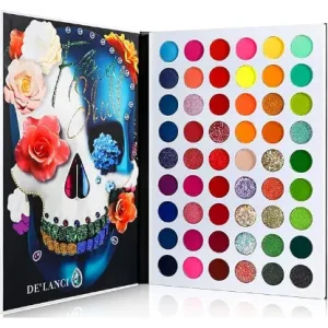 DE'LANCI Big Colorful Eyeshadow Palette Professional 54 Color Board Eye Shadow Bright Neon Glitter Matte Shimmer Makeup Pallet Highly Pigmented Powder EyeShadow for Women Girl Halloween Christmas Gift