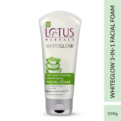 Lotus Herbals WhiteGlow 3 In 1 Deep Cleansing Skin Brightening Facial Foam Big Pack 100g
