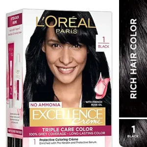 L'Oreal Paris Excellence Creme Hair Color, 72 ml + 100 g 1 Black