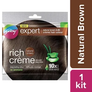 Godrej Expert Rich Creme Hair Colour, 20 g + 20 ml 4 Natural Brown