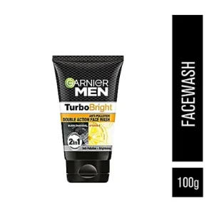 Garnier Men Turbo Bright Anti-Pollution Double Action Face Wash - Cleans Skin Deeply, 100 g
