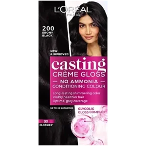 L'Oreal Paris Casting Creme Gloss Conditioning Hair Colour, 20 ml + 20 g + 5 g 200 Ebony Black