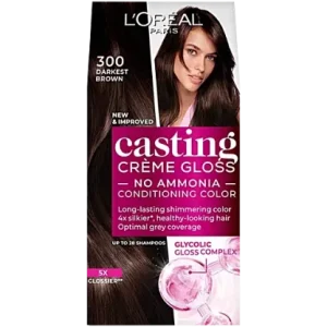 L'Oreal Paris Casting Creme Gloss Conditioning Hair Color, 72 ml + 87.5 g 300 Darkest Brown