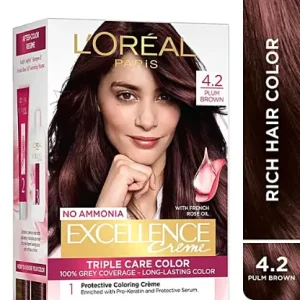 L'Oreal Paris Excellence Creme Hair Color, 72 ml + 100 g 4.2 Plum Brown