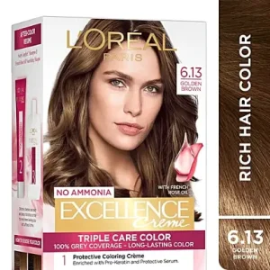 L'Oreal Paris Excellence Creme Hair Color, 72 ml + 100 g 6.13 Golden Brown