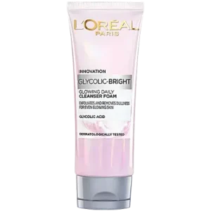 L'Oreal Paris Glycolic-Bright Glowing Daily Foam Cleanser - Exfoliates & Removes Dullness, 100 ml