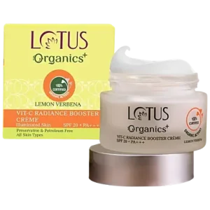 Lotus Organics+ Vit-C Radiance Booster Creme - Lemon Verbena, SPF 20, PA+++, Illuminates Skin, 50 g
